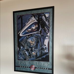 Scott Jacobs Official Live to Ride Motorcycle Framed Wall Art - Blue Chrome